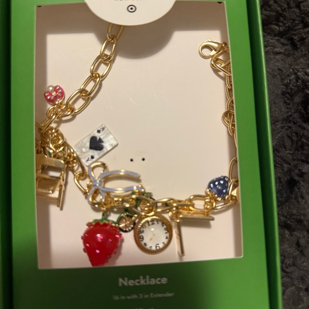 kate spade Gold Charm Necklace with Red and Blue Accents
